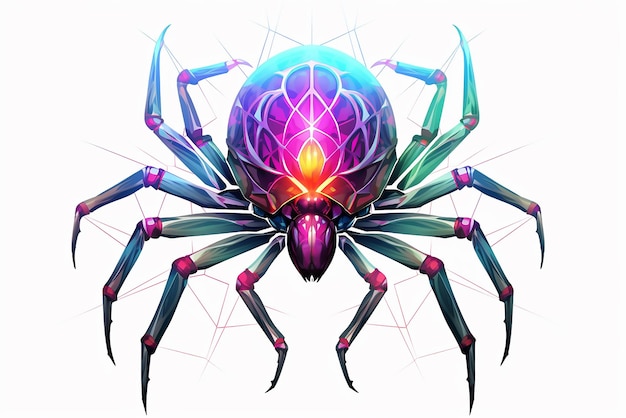 Symbol pająka pająka ikona mandali kolorowe logo chromatyczne ilustracja 3d