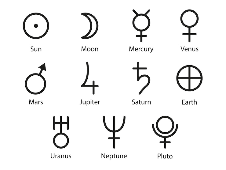 Wektor symbol planet układu słonecznego. ilustracja wektorowa