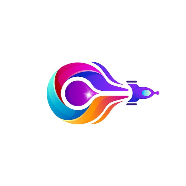 Symbol Rakiety Logo I Kolorowa Ilustracja Projektowa