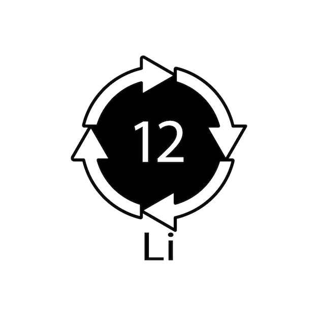 Symbol Recyklingu Baterii 12 Li Ilustracja Wektorowa