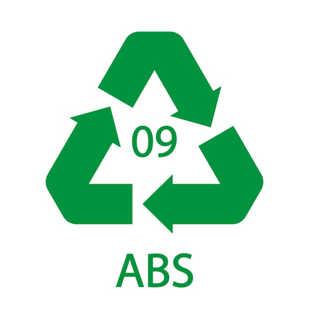 Symbol Recyklingu Tworzyw Sztucznych Ikona Wektor Abs 9 Kod Recyklingu Tworzyw Sztucznych Abs 09