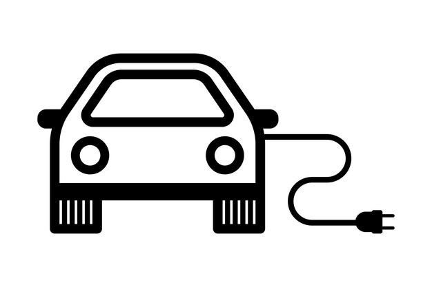 Plik wektorowy symbol samochodu elektrycznego ev pojazd elektryczny ilustracja wektorowa płaska