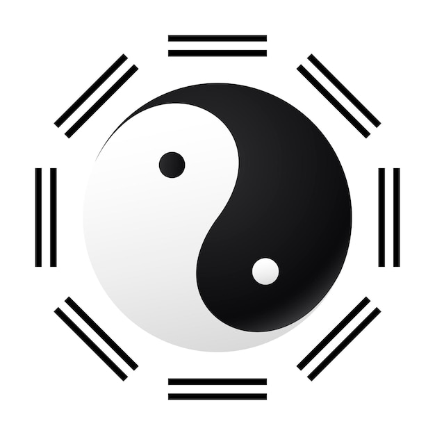 Symbol Taijitu Czarno-biały Yin Yang Na Białym Tle