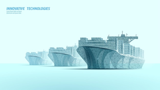 Symbol Transportu Kontenerowca D Low Poly Mapa Morska Technologia Przemysłowa Dostawa Rynek Oceaniczny