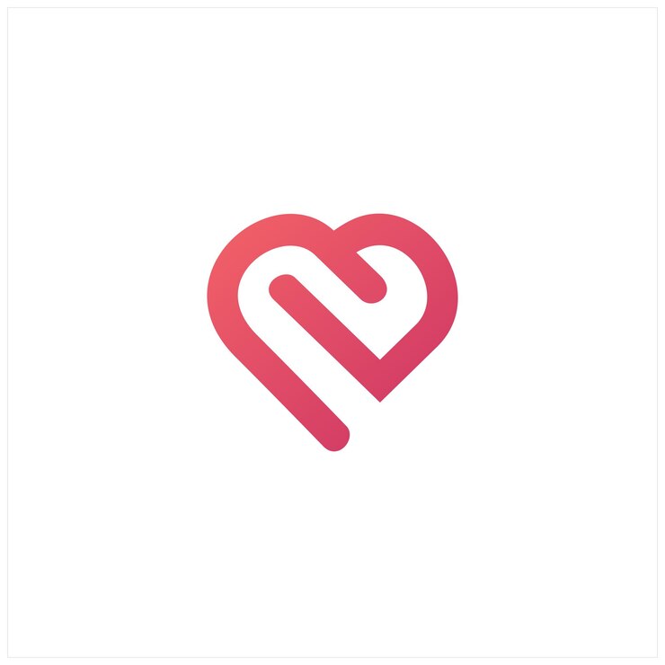 Wektor symbol vektor jantung hari valentine pita logotyp desain ikon logo kesehatan medis garis abstrak