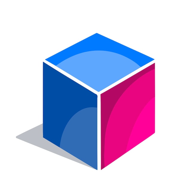 Symbol wektor niebieski sześcian wolumetryczne twarze geometria