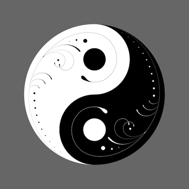 Plik wektorowy symbol wektora yin yang z wzorami bez obramowania