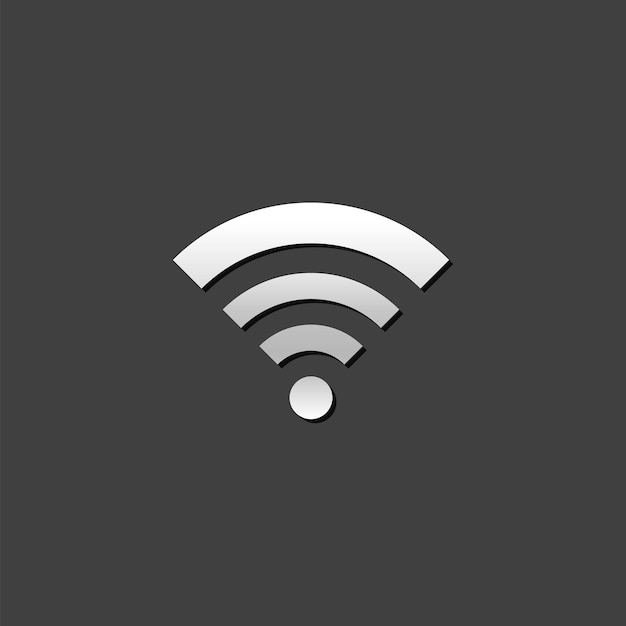 Symbol Wi-Fi w stylu szarego koloru metalicznego Komputer elektroniczny bezprzewodowy