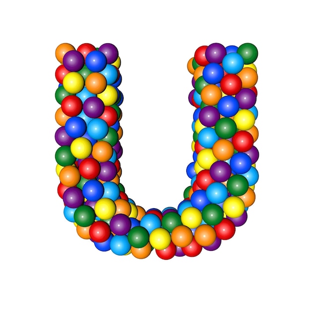 Plik wektorowy symbol z kulek w kolorach tęczy litera u