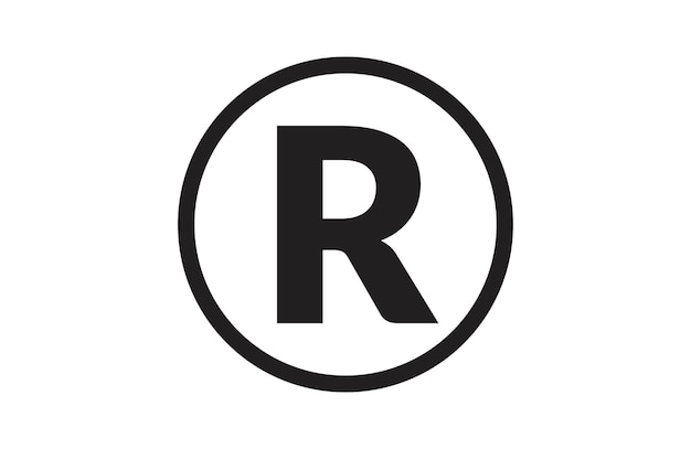Symbol zarejestrowanego znaku towarowego izolowana ilustracja czarnego wektora