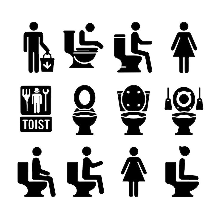 Wektor symbol znaku toalety zestaw ikona czarna sylwetka wektor ilustracja