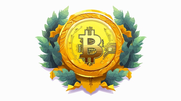 Symbol zwycięzcy Bitcoin Wieniec Wektorowy Obraz kreskówki