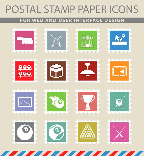 Plik wektorowy symbole bilardowe na ikonach papieru pocztowego