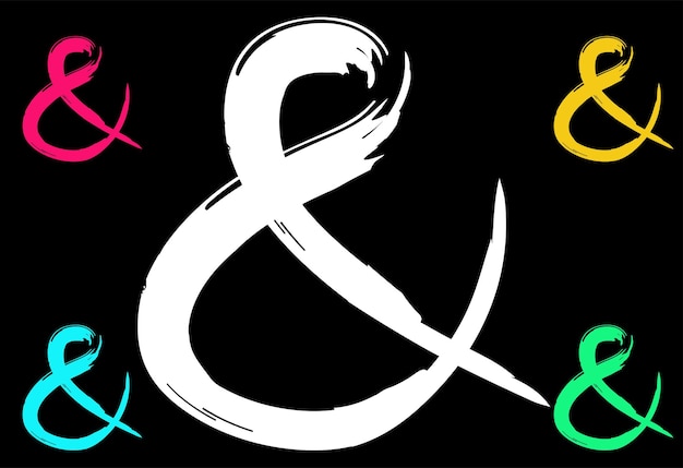 Plik wektorowy symbole i kolory grunge ręcznie rysowany symbol ampersand ręcznie malowany pędzlem atramentu ilustracja wektora