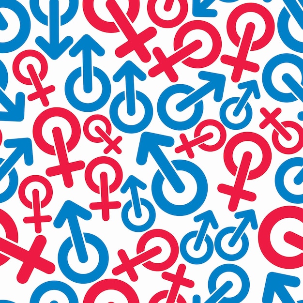 Symbole Płci, Kategoria Seksualna Tematu Bezszwowe Tło Wektor. Symbole Męskie I żeńskie, Mogą Być Używane W Projektowaniu.