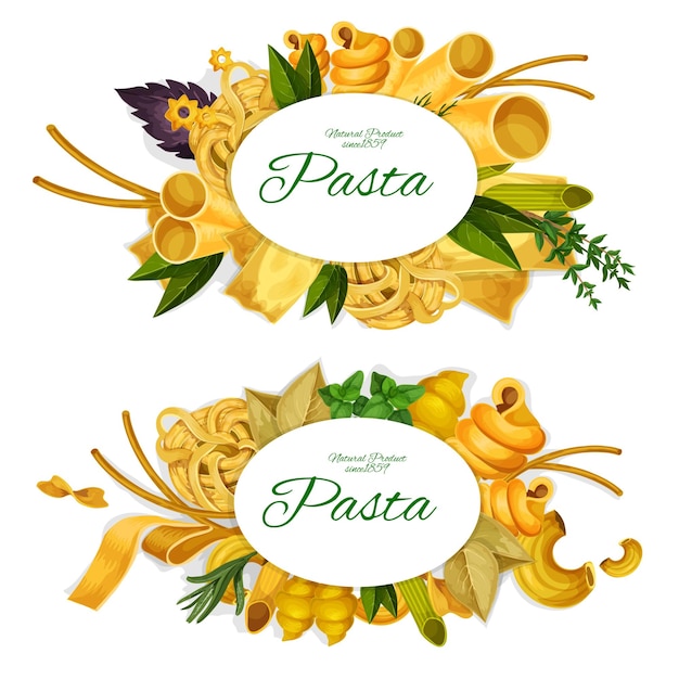 Symbole Promocyjne Makaronu Ze Smacznymi Włoskimi Produktami