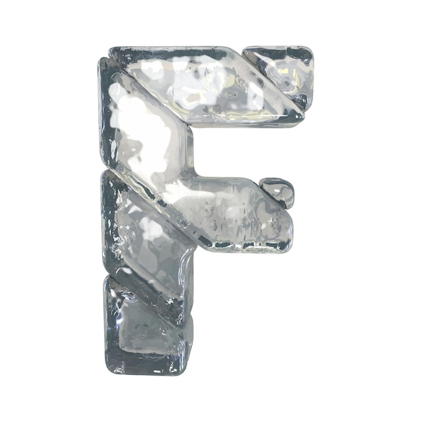 Symbole wykonane z szarego lodu, litera f
