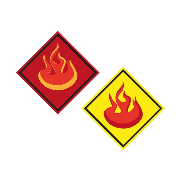 Symbole Zagrożenia łatwopalnym Znaki Ostrzegawcze Zagrożenia Pożarowego Etykiety Bezpieczeństwa I Ostrożności Ilustracja Wektorowa