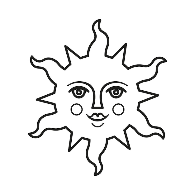 Symbolvector Twarz Słońce Ilustracja Wektorowa Na Białym Tle Element Projektu Logo Tatuażu Ezoteryczne Symbole