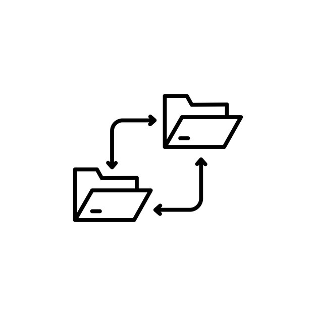 Synchronizacja Icon Set Share Backup Data Wektorowy Symbol w czarnym wypełnionym i zarysowanym stylu Bez wysiłku synchronizujący znak
