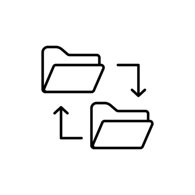 Synchronizacja Icon Set Share Backup Data Wektorowy Symbol w czarnym wypełnionym i zarysowanym stylu Bez wysiłku synchronizujący znak