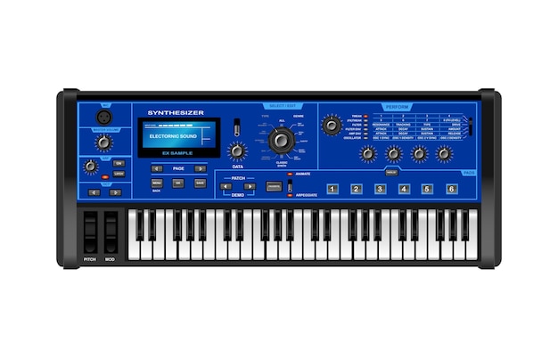 Plik wektorowy syntezator muzyczny realistic style electronic piano