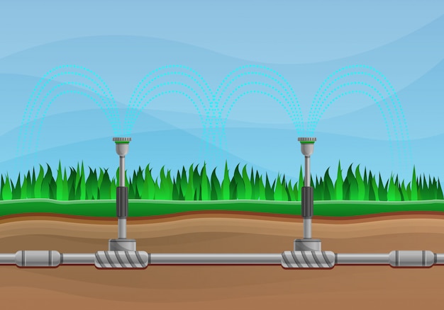 Plik wektorowy system cartoon ilustracja koncepcja systemu nawadniania