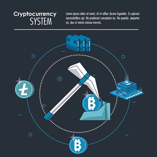 Plik wektorowy system kryptowalut i baner na rynku