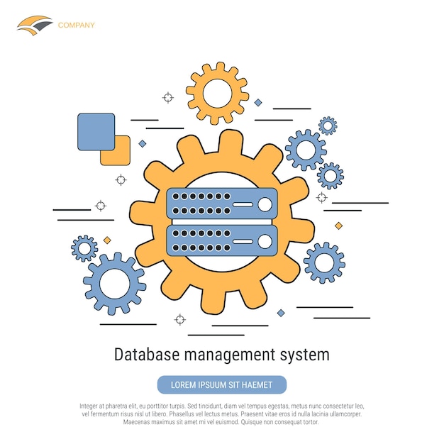System Zarządzania Bazą Danych Płaski Kontur Styl Wektor Ilustracja Koncepcja