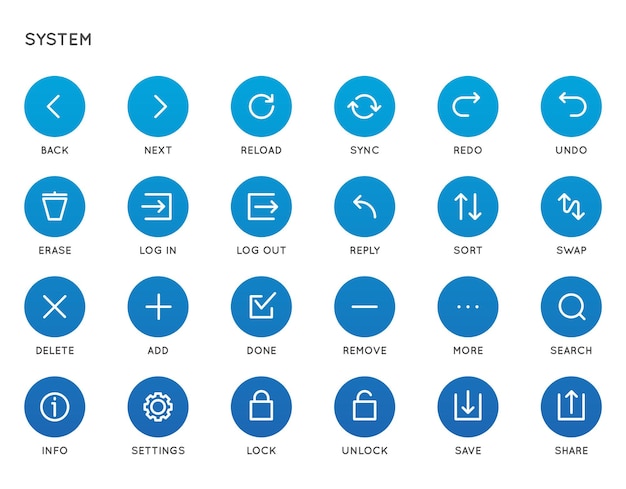 Systemowy interfejs użytkownika Zestaw ikon wektorowych interfejsu użytkownika Wysokiej jakości ikony z minimalnymi liniami do wszystkich celów