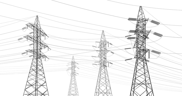 Systemy przesyłowe wysokiego napięcia Linie elektryczne słupów elektrycznych Sieć połączonych ze sobą