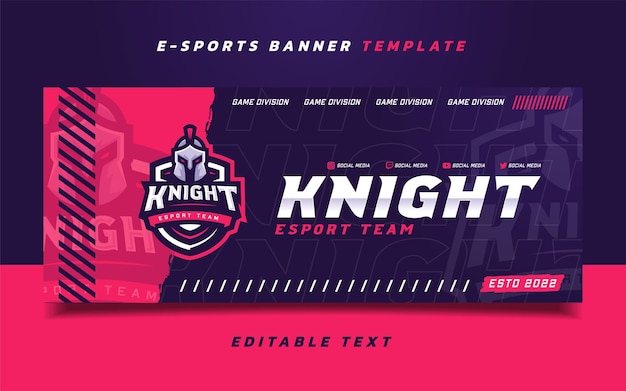 Szablon Banera Knight Esports Gaming Z Logo Dla Mediów Społecznościowych