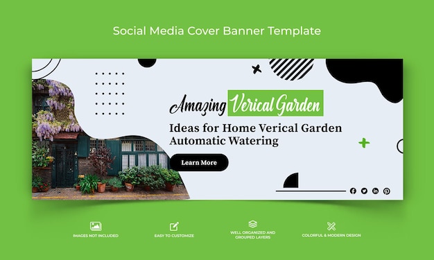 Plik wektorowy szablon banera okładki facebooka dla ogrodu