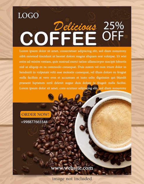 Plik wektorowy szablon banera plakatu kawy prosty projekt dla marketingu cyfrowego