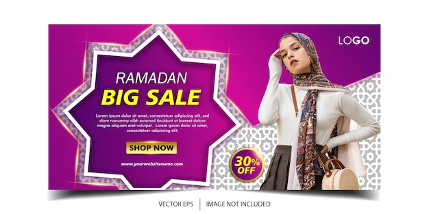 Plik wektorowy szablon banera poziomego ramadan