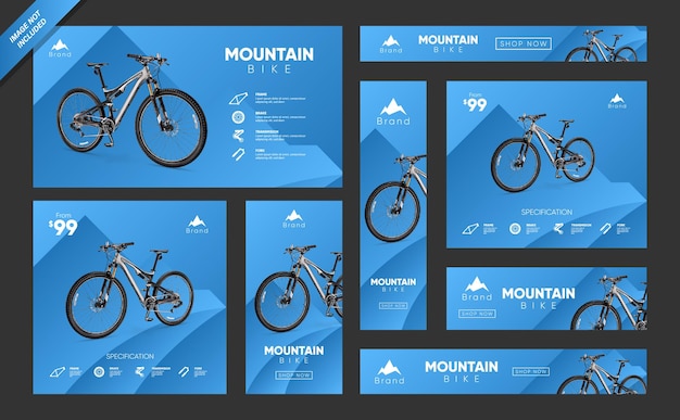 Plik wektorowy szablon banera zestaw rower górski do reklam i mediów społecznościowych