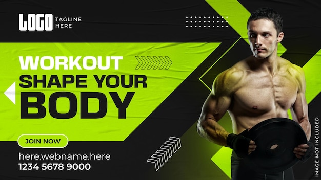 Szablon banerów internetowych promocyjnych dla ośrodków fitness i siłowni