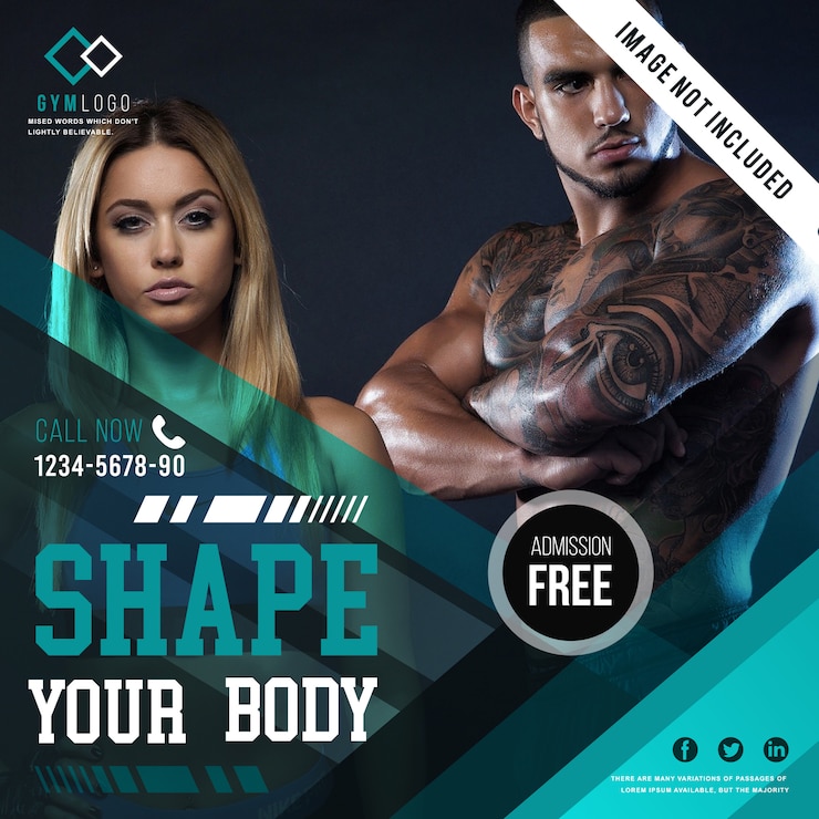 Wektor szablon banner fitness gym lub post instagram