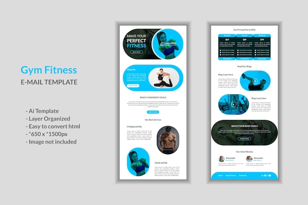 Plik wektorowy szablon biuletynu e-mail dotyczącego siłowni i fitness lub minimalny szablon interfejsu użytkownika fitness fitness roll up banner