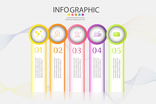 Szablon Biznes 5 Opcji Lub Kroków Infographic Element Wykresu.