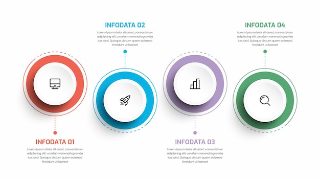 Szablon Biznesowy Infografika Kreatywny Projekt Z Ikoną Etykiety Koła I 4 Opcjami Prezentacji
