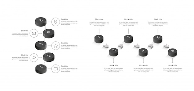 Szablon Biznesowy Z Krokami Cylindrów, Opcje. Infografika Izometryczny.