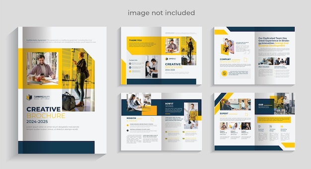 Plik wektorowy szablon broszury firmowej premium z żółtymi i ciemnymi akcentami projektowymi