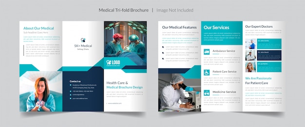Plik wektorowy szablon broszury medycznej, potrójnej broszury