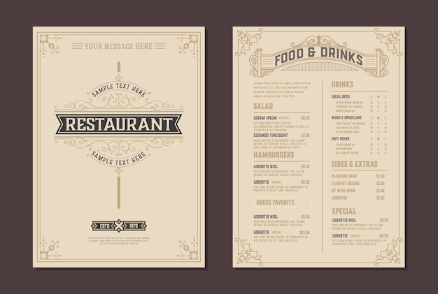 Plik wektorowy szablon broszury menu i logo restauracji.