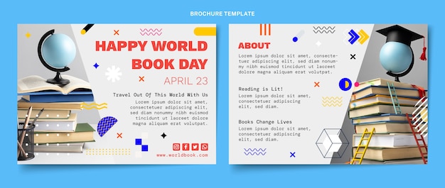 Plik wektorowy szablon broszury płaskiego światowego dnia książki