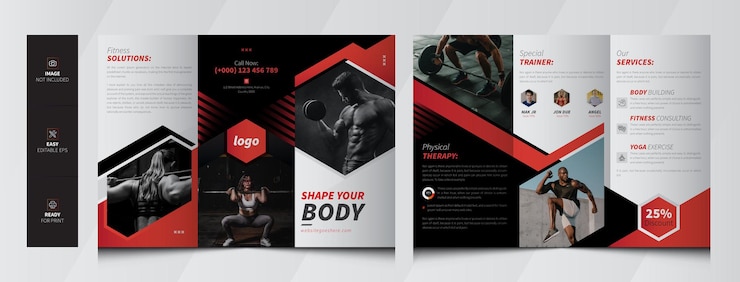 Wektor szablon broszury siłownia i fitness premium wektorów