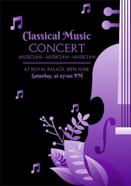 Plik wektorowy szablon broszury ulotki dotyczącej koncertu muzyki klasycznej