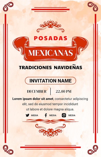 Szablon Broszury Z Zaproszeniem Na Festiwal Posadas Mexicanas Z Nowoczesnym Połączeniem Klasycznych Kształtów