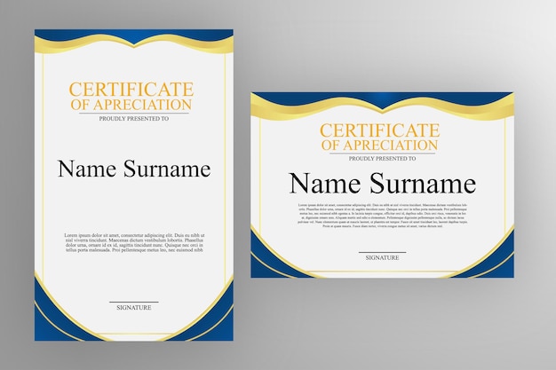 Plik wektorowy szablon certyfikatu profesjonalnego dyplomu w stylu premium i eleganckim darmowych wektorów